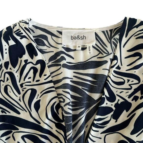 BA&SH Cae Graphic Print Draped V-Neck Long Sleeve Blouse Size Medium NWT - Picture 4 of 15